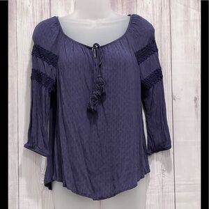 BCX women casual 3/4 sleeves blue top/ size M